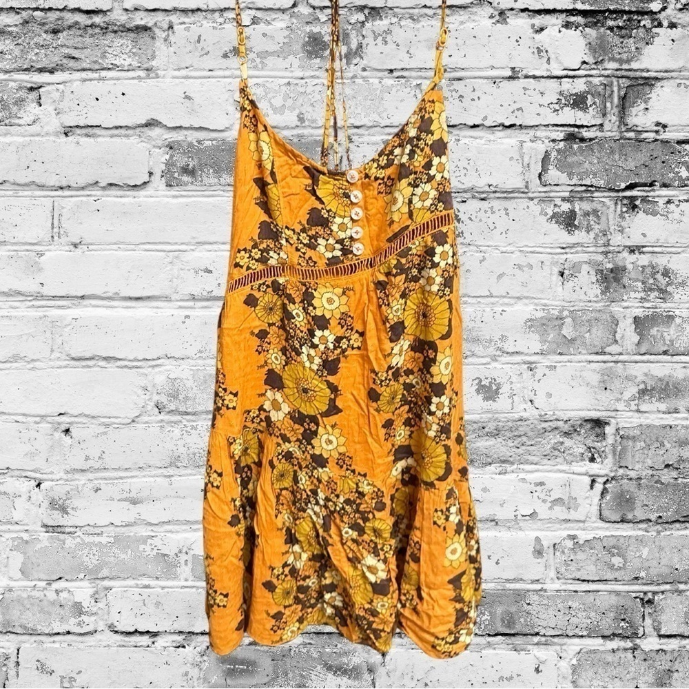 Urban Outfitters Floral Dress - Mustard Yellow and Brown (Size Small, NWT) - Picture 2 of 3